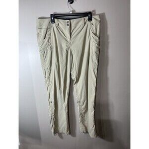 ExOfficio Pants Women's 16 Beige Lightweight Nylon Hiking Outdoors Roll Tab